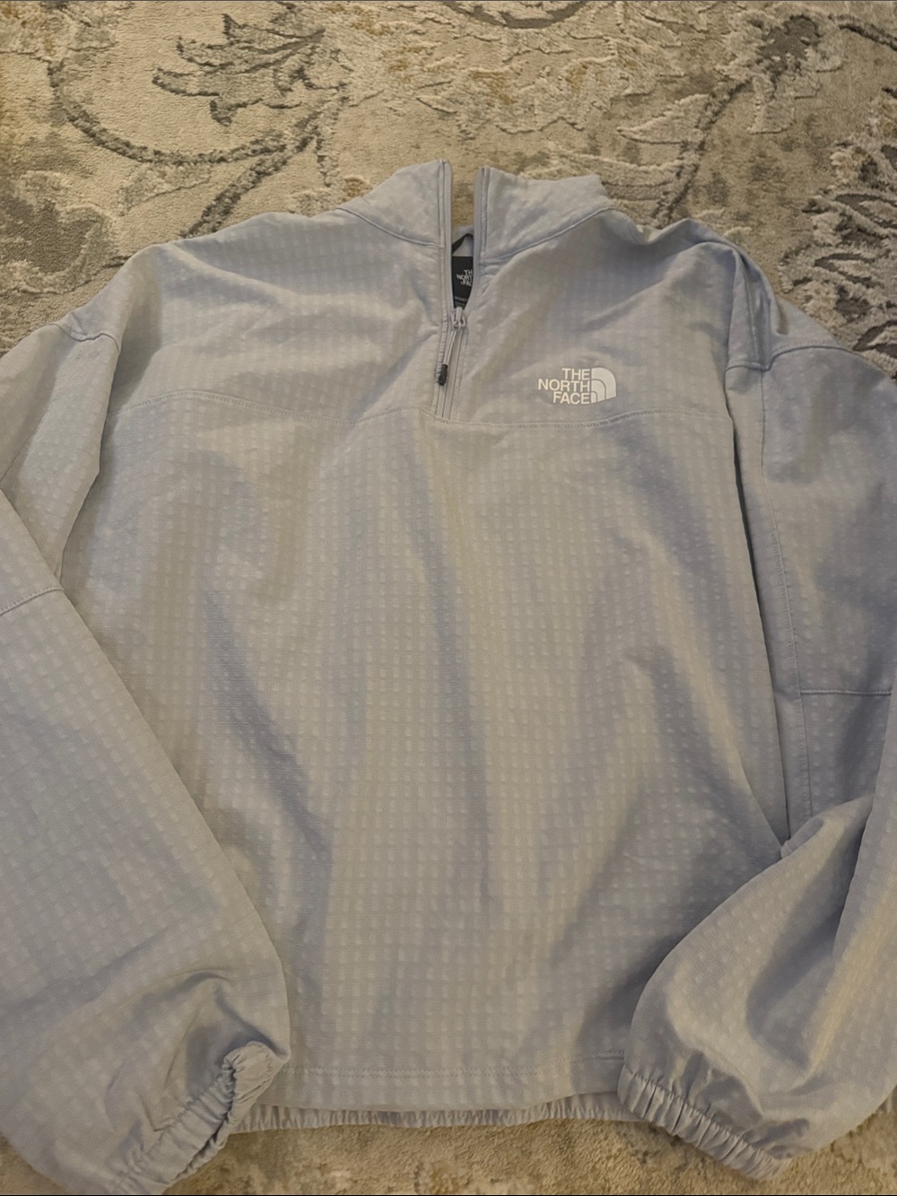 North face Tekware Grid-Print Quarter-Zip Cropped Jacket light purple